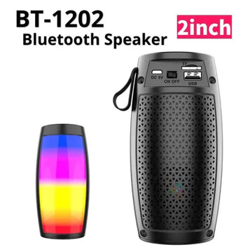 Caixa de Som Bluetooth Portátil Lanfy# BT-1202 – Show de Luzes LED 360° Coloridas