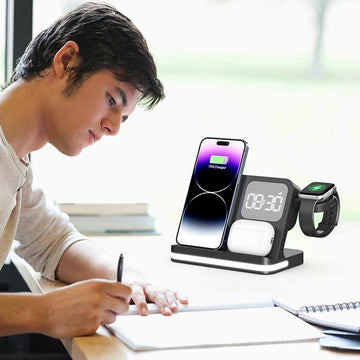 Carregador Sem Fio Multifuncional para Relógio, Celular e Fones – Carregue e Divirta-se