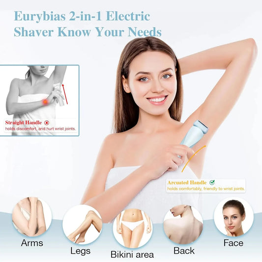 Barbeador Elétrico Feminino 2 em 1 – Aparador de Biquíni e Corpo, IPX7 à Prova d’Água