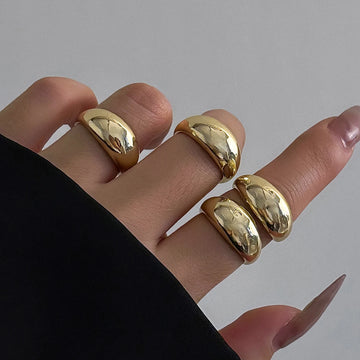 Conjunto com 4 Anéis Gota D’Água – Vintage, Geométricos, Ajustáveis e Abertos, Estilo Criativo para Mulheres e Casais