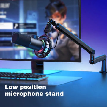 Braço Articulado para Microfone Gamer – Suporte Giratório 360°, Dobrável com Adaptadores 3/8’’ e 5/8’’ para Mesa
